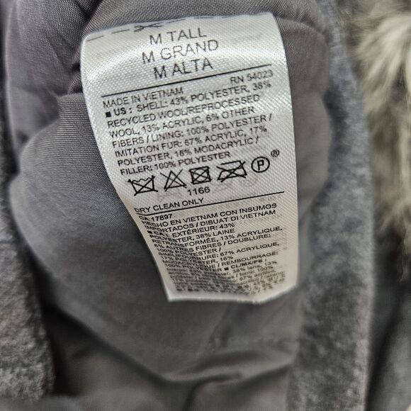 OLD NAVY Womens Gray Faux Fur Hooded Wool Peacoat Medium Tall - Picture 8 of 10